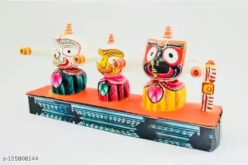 Handicraft Lord Jagannath and Devi Shubhadra marble idol set, 3D detailed design, car decoration, puja room decor, colorful idol combo, marble idols for big size