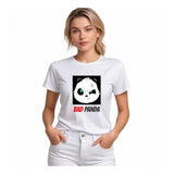 Women's round neck polyester t-shirt white print