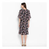 Womens floral print polyester short sleeve knee length dress