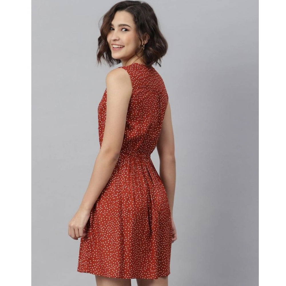 Women's polka dot rayon sleeveless dress