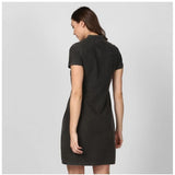 Women's short sleeve denim dress, above knee length, black color