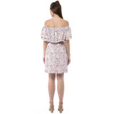 Multicolor rayon floral above-knee dress, half sleeve