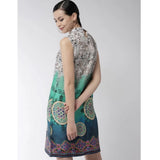 Polyester printed sleeveless dress above knee