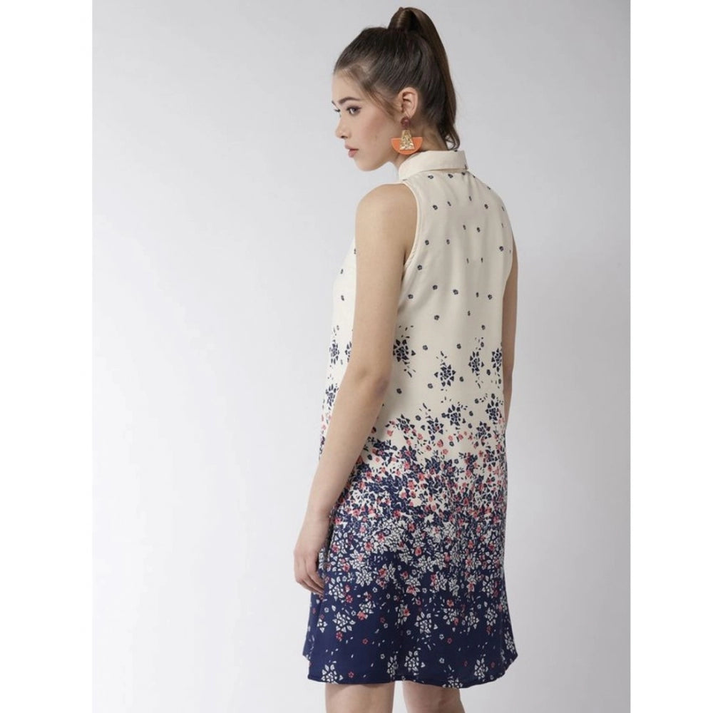 A floral sleeveless dress in cream tone