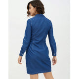 Blue denim solid long sleeves dress