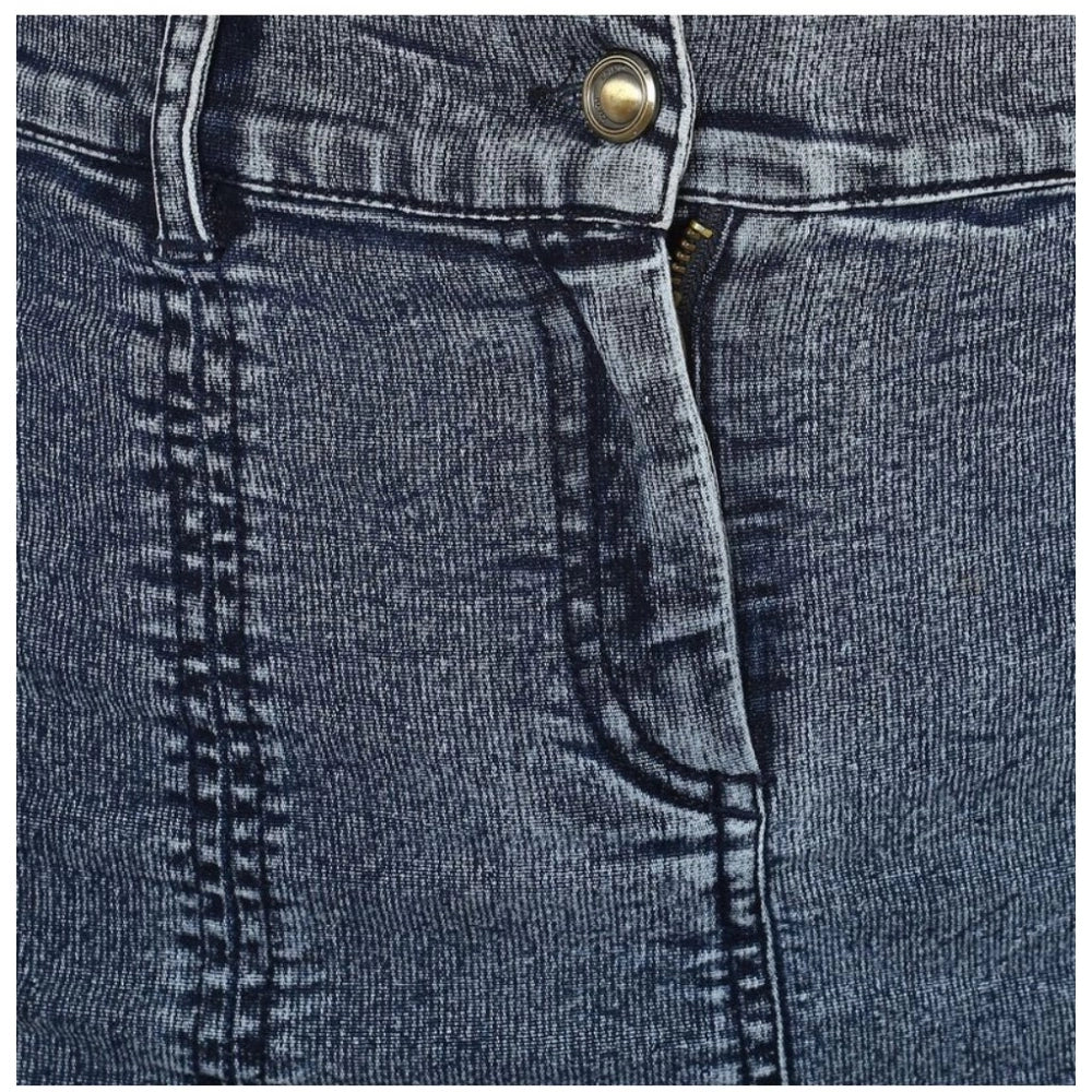 Women's Denim Tie Up Buttoned Skirt (Blue) - GillKart