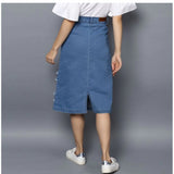 Blue denim washed buttoned skirt for women, casual, versatile style