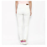 White denim solid buttoned jeans for women, perfect for a casual look