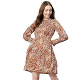 Rust colored long sleeve floral dress