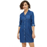 Women's blue denim long-sleeved dress