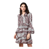 Womens' pink and black animal print bell sleeve dress with above knee length