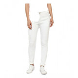 White denim solid buttoned jeans for women, ideal for casual wear
