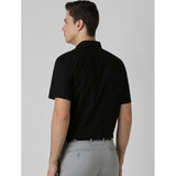 Black cotton blend men's half-sleeve solid shirt - wearable apparel for everyday fashion