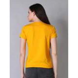 Mustard yellow round neck short sleeve women's t-shirt