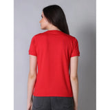 Red womens half sleeve cotton tshirt