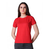 Women's cotton blend red half sleeve t-shirt