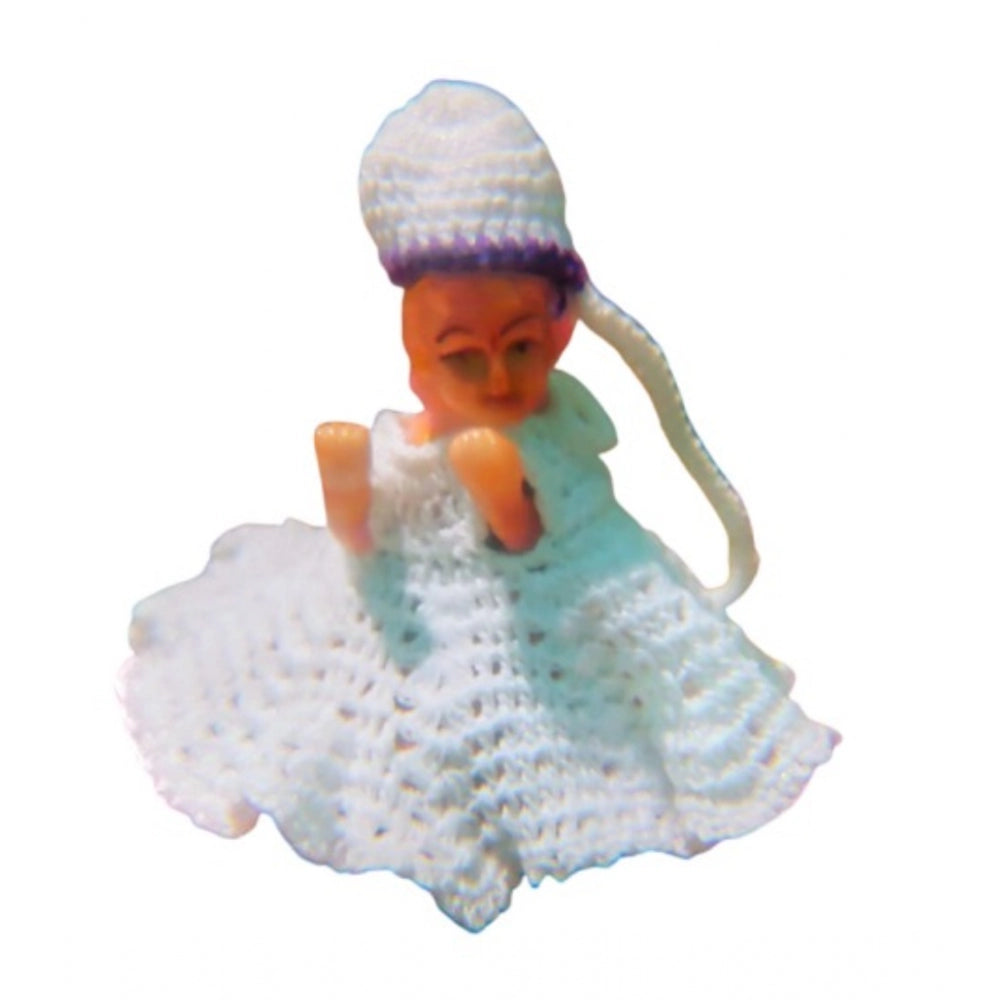 White-Lavender Tharad Laddu Gopal dress size 0-6, traditional Indian attire with vibrant detailing
