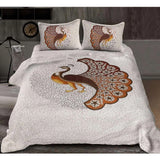 White cotton printed queen size bedsheet with two pillow covers (90x100 inch), featuring a unique pattern design for comfortable sleep