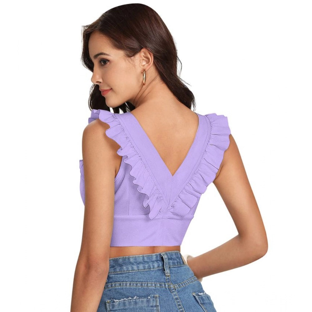 Purple polyester solid sleeveless shoulder straps top for women's fashion