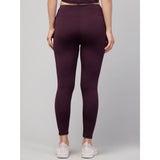Women's Polyester Solid Ankle Length High-Rise Tights (Purple)