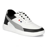 Black synthetic casual sneakers with lace-up closure, suitable for men's everyday wear