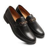 Black faux leather slip-on formal shoes for men - solid design, ideal for casual occasions