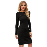 Women's black long sleeved knit dress