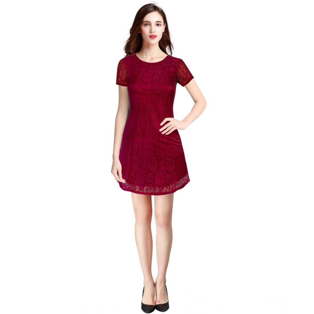 Maroon short sleeved cap sleeve dress