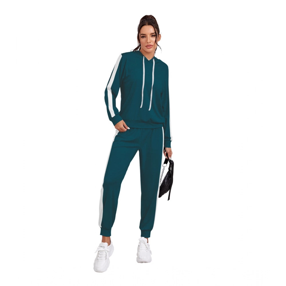 Women's Morpil tracksuit with a hoodie and full sleeves, in solid blue color