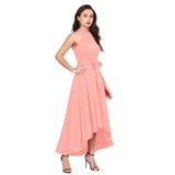 Peach sleeveless halter neck dress