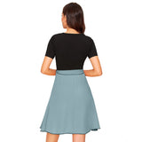 Teal strapless dress with cap sleeves and round neckline