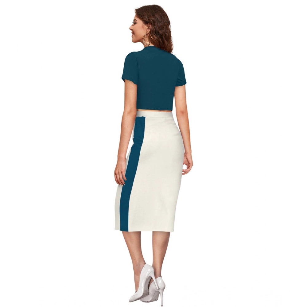 Morpich knitting stretch top, solid round neck, cap sleeve, full length