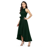 Green polyster halter neck sleeveless dress