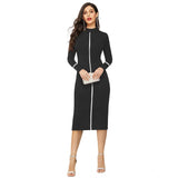 Women's knit dress, black, full sleeve, round neck