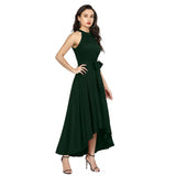 Green halter neck sleeveless dress