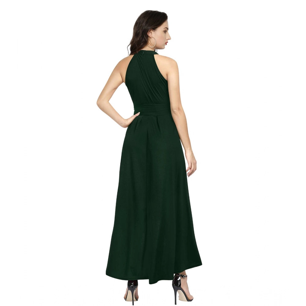 Green halter neck sleeveless dress