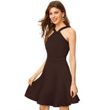 Women's knitted sleeveless halter neck dress