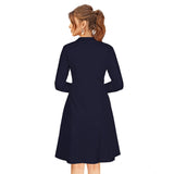 Blue round neck dress with full sleeves
