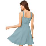 Teal knit dress, sleeveless halter neck, stretchable fabric
