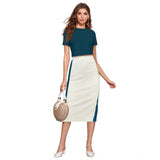 Morpich knitting stretch top, solid round neck, cap sleeves - women's fashion wear