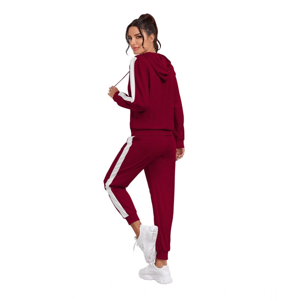 Maroon tracksuit with hood and full sleeves