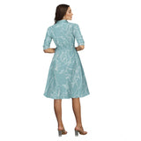 Women's Ruby red short sleeve collared cotton print dress