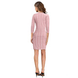 Peach high neck womens dress with full sleeves