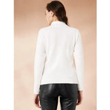 White long sleeve high neck polyester tshirt for women