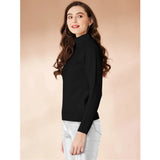 Womens black full sleeve high neck tshirt