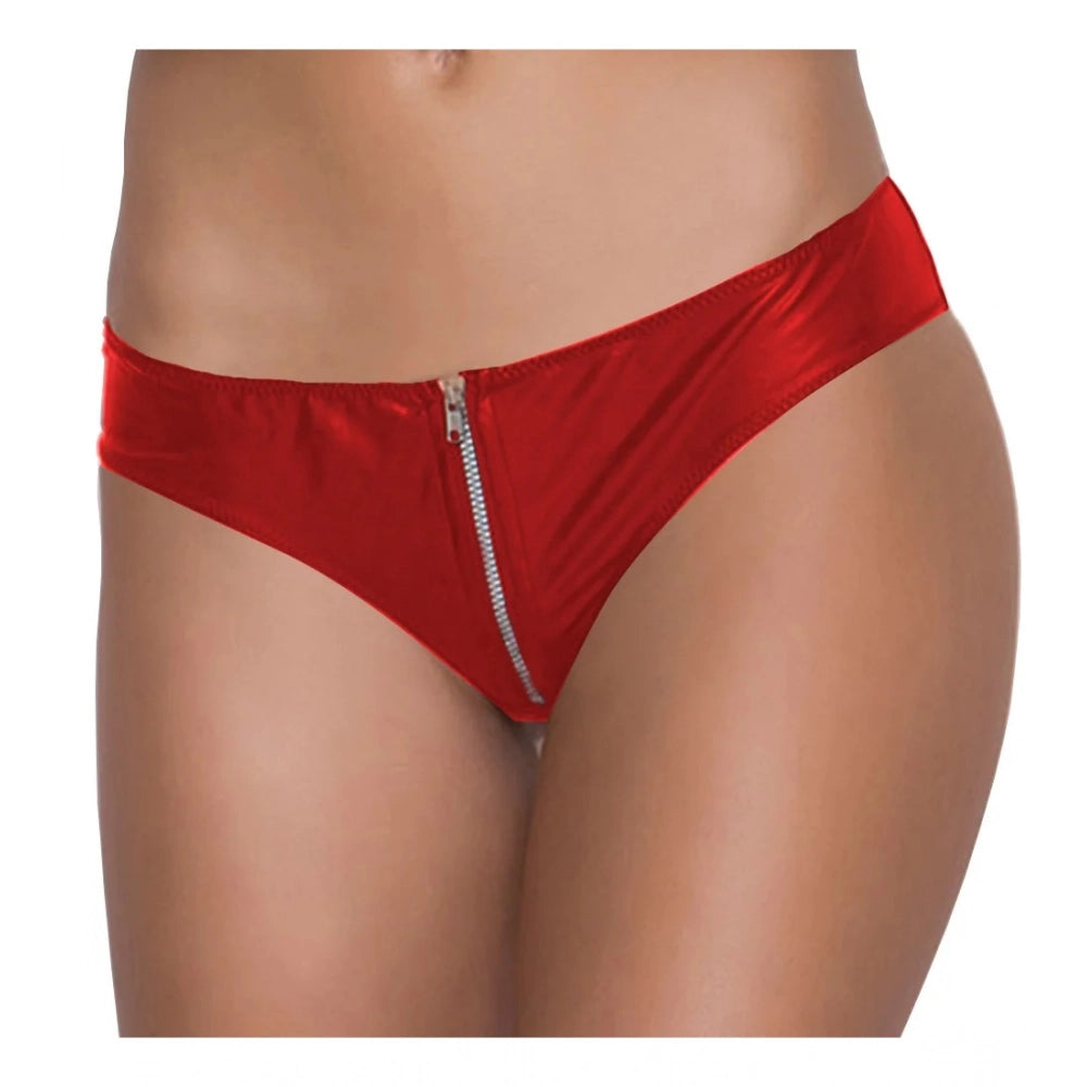 Women's Pack Of_2  Polyester Spandex Solid Thong Panty (Red, Free Size: Fit to S, M, L)