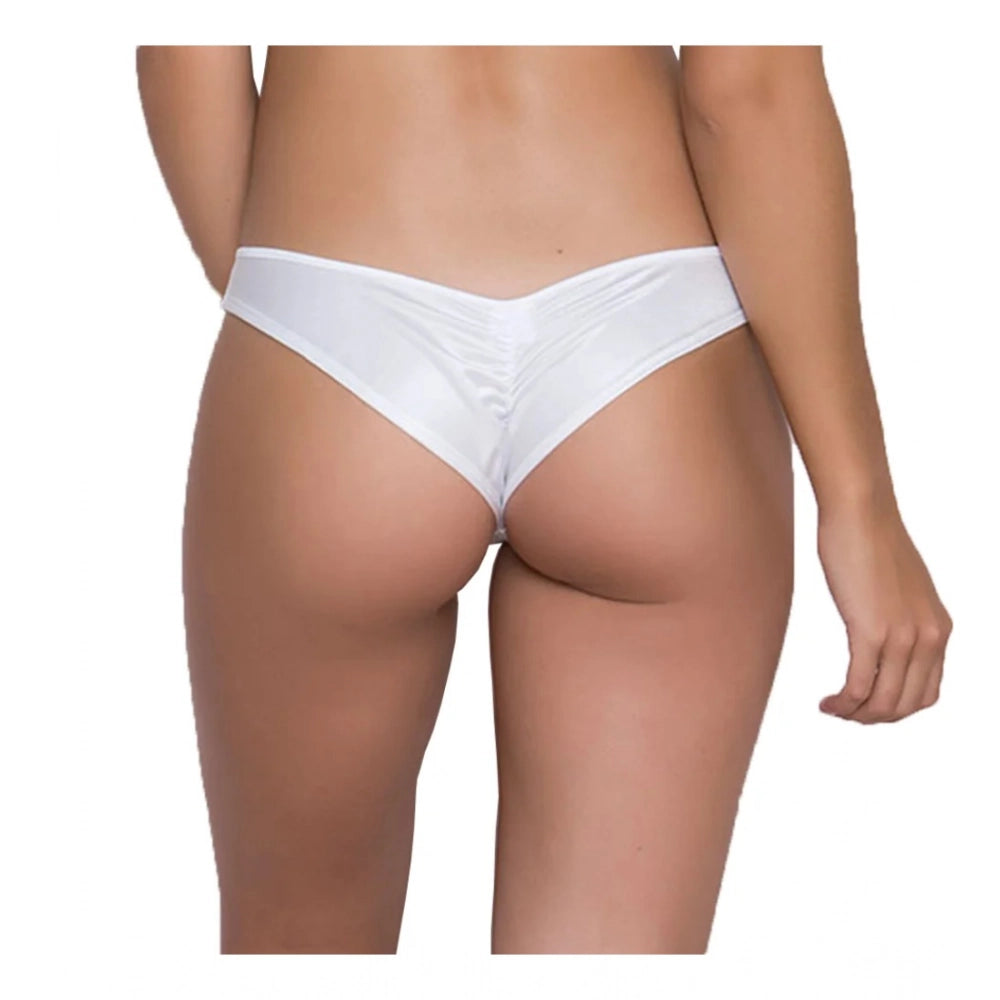 Womens Pack Of2  Polyester Spandex Self Design Hipster Panty White Free Size Fit to S M L