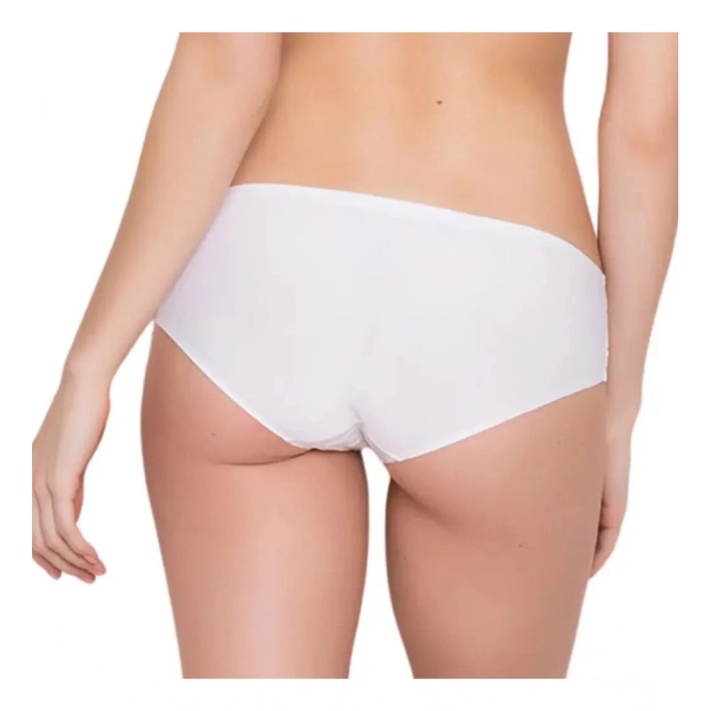 Womens Pack Of2  Polyester Spandex Self Design Hipster Panty White Free Size Fit to S M L