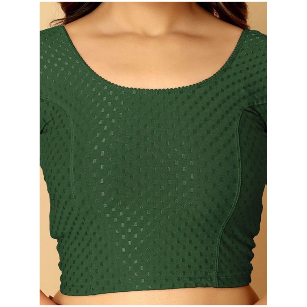 Green hosiery printed crop blouse set - Pack of 2, short sleeves, round neck, non-padded