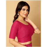 Pink hosiery printed crop blouse set - women's non-padded short sleeves round neck blouses